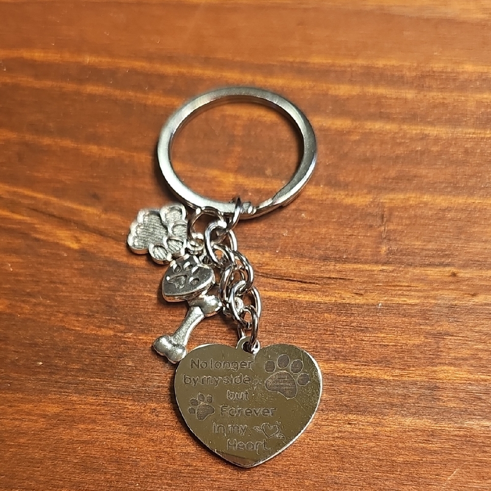 Silver Heart Charm Keychain